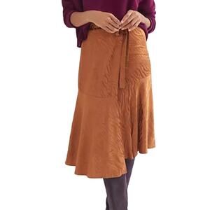 New Anthropologie Maeve Faux Wrap Asymmetric Ruffle Midi Skirt